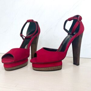 Catherine Malandrino Ruby Red Suede Platform Heels